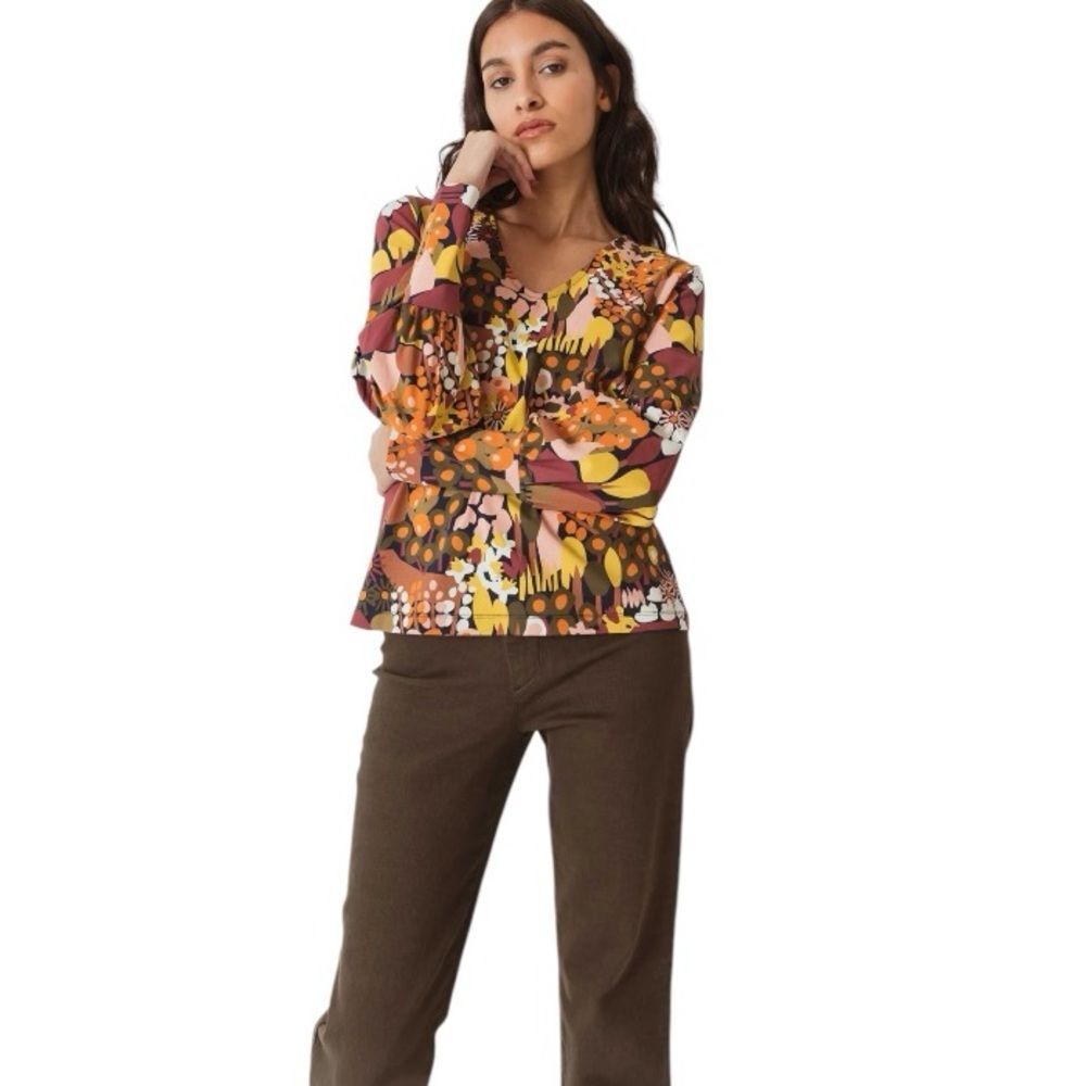 NWT SKFK Arratia Abstract Print Organic Cotton Stretch Top Size 10